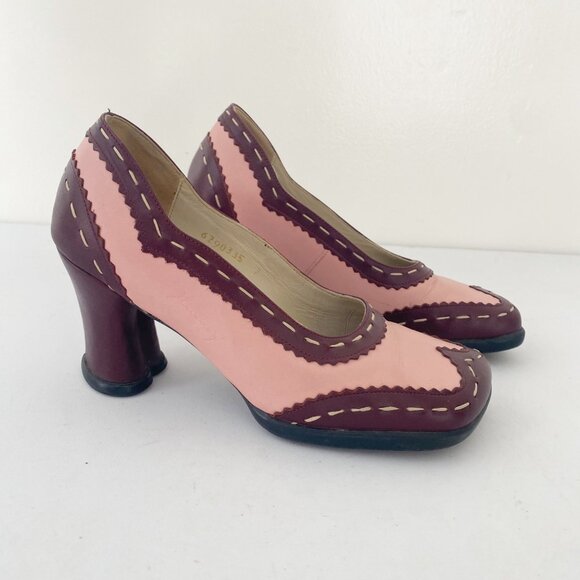 John Fluevog Kristin Heels Shoes Wingtip Brogue - Picture 1 of 10